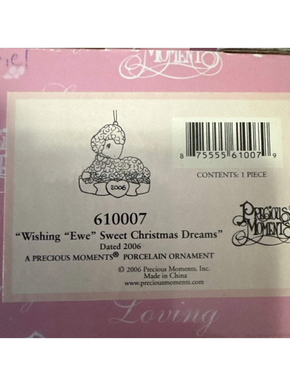 NIB Precious Moment Ornaments. Set of 2. Purrfect Gift. Wishing Ewe